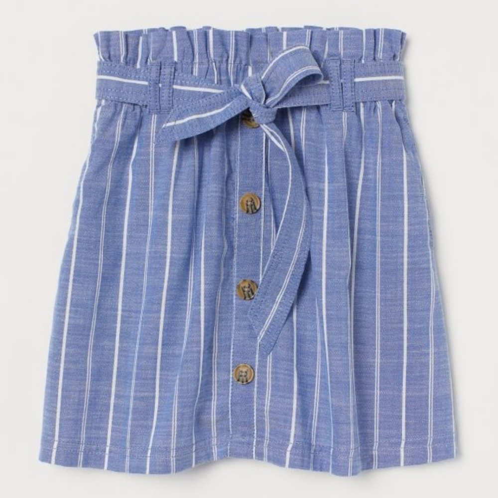 Blue striped linen blend Skirt